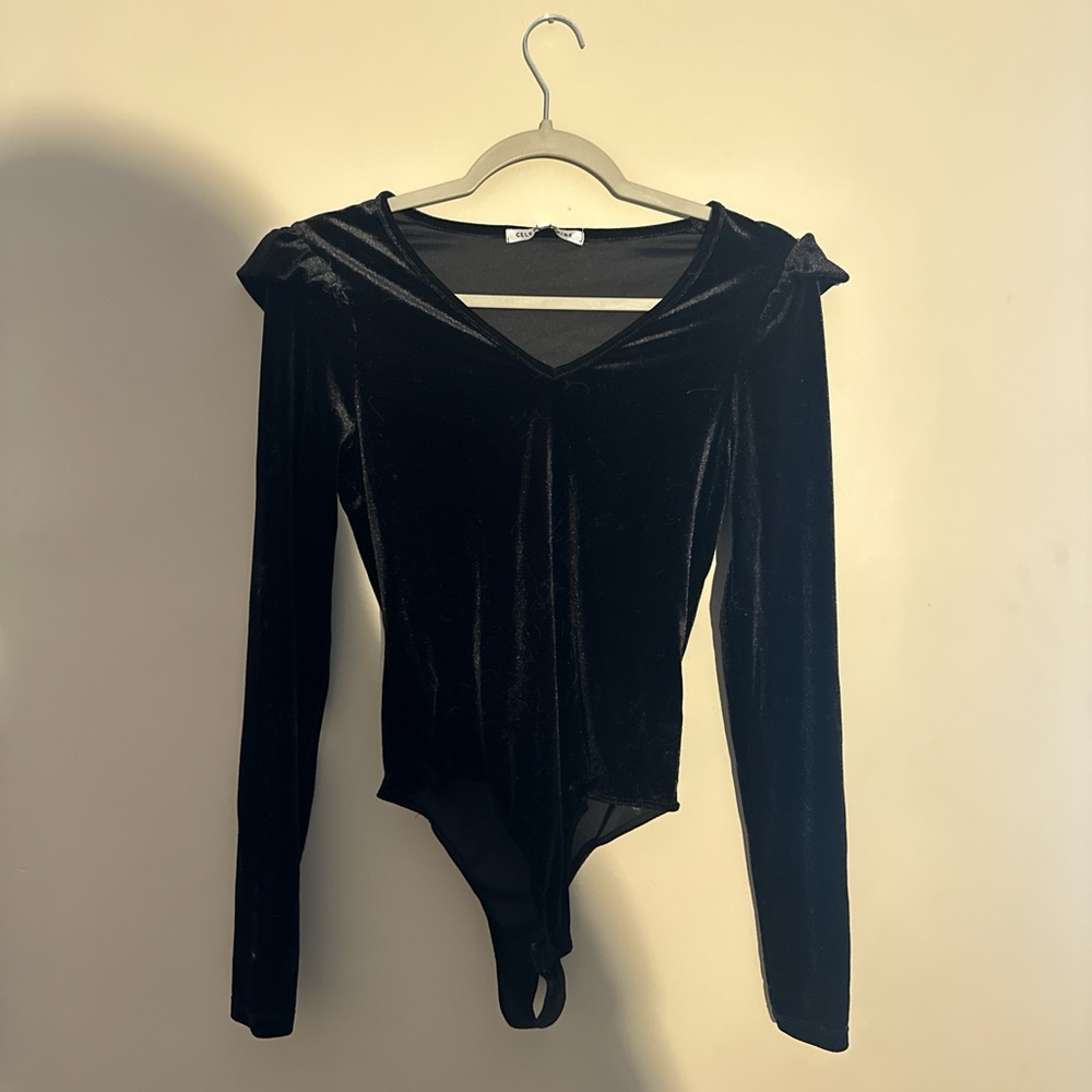 Elegant Black Velvet Bodysuit
